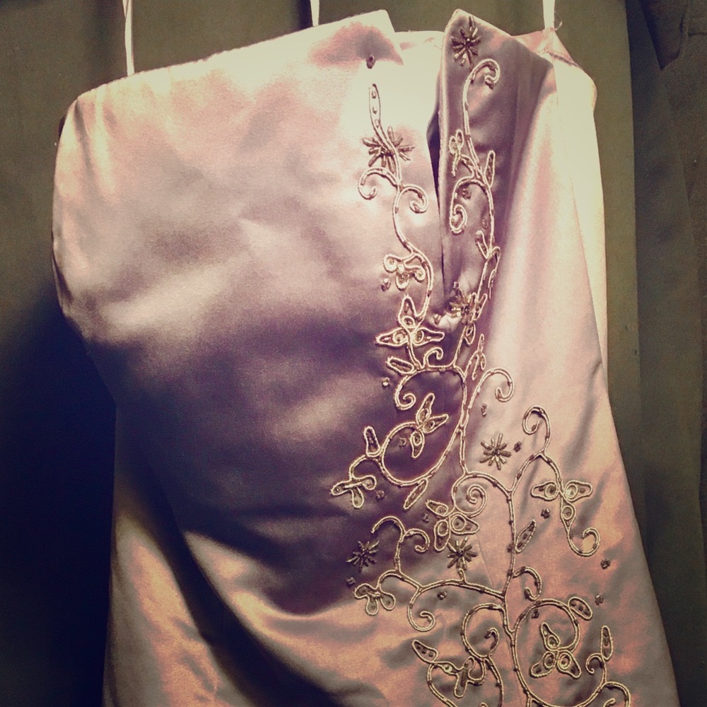 Formal sleeveless gown custom colored fabric